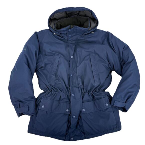 Vintage Eddie Bauer Navy Jacket Men’s XL Goose Down Coat Hooded Puffer Parka - Picture 1 of 16